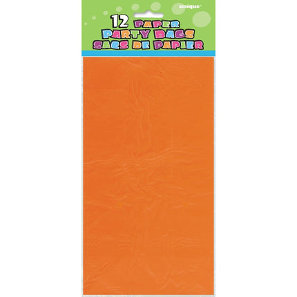 Uitdeelzakjes Oranje 25cm 12st van Unique koop je bij Partywinkel