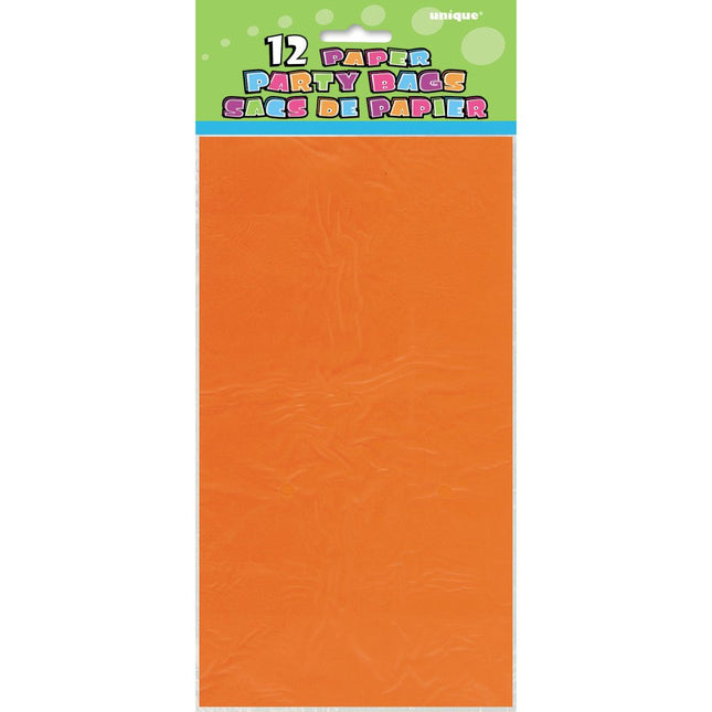 Uitdeelzakjes Oranje 25cm 12st van Unique koop je bij Partywinkel