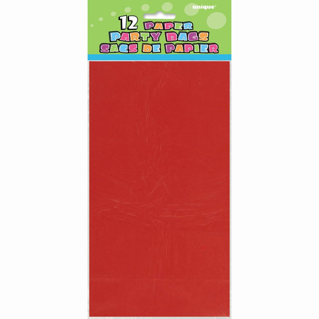 Uitdeelzakjes Rood 25cm 12st van Unique koop je bij Partywinkel