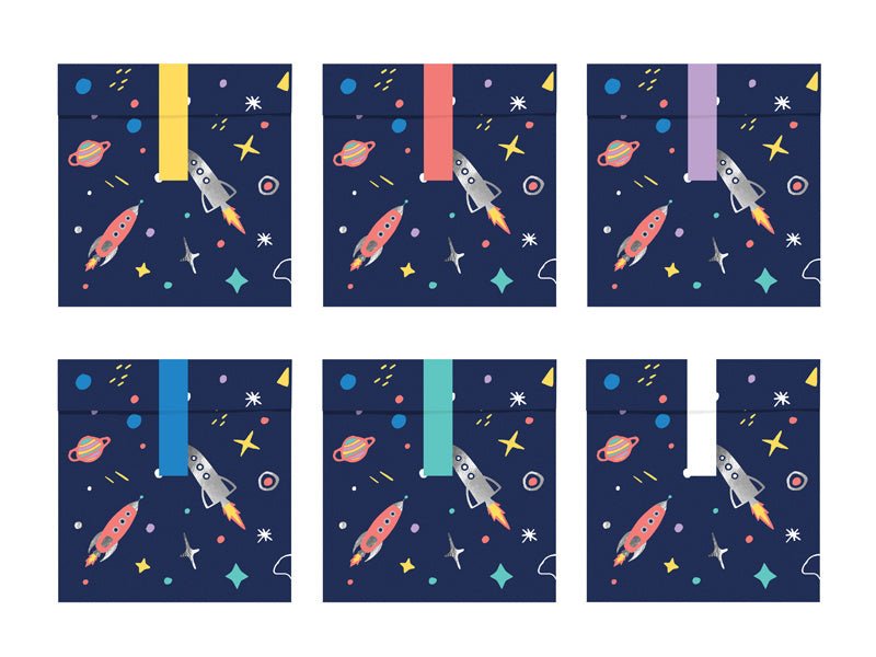 Uitdeelzakjes Space 14cm 6st van Partydeco koop je bij Partywinkel