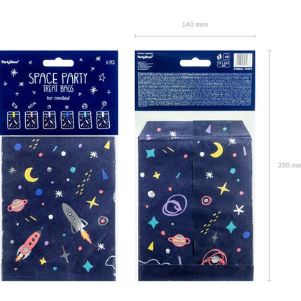 Uitdeelzakjes Space 14cm 6st van Partydeco koop je bij Partywinkel