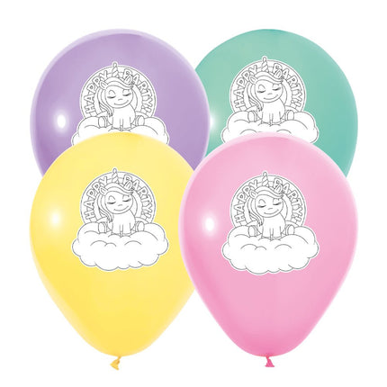 Unicorn Ballonnen Happy Birthday 30cm 8st van WeFiesta koop je bij Partywinkel