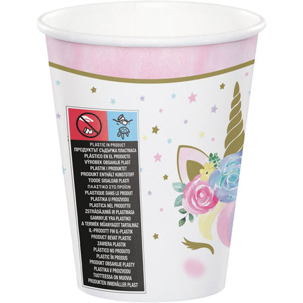 Unicorn Bekers Bloemen 256ml 8st van Creative Converting koop je bij Partywinkel