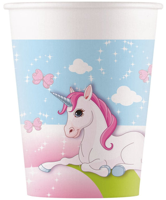 Unicorn Bekers Papier 200ml 8st van Procos koop je bij Partywinkel