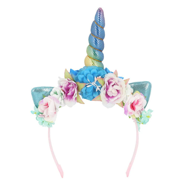 Unicorn Haarband Gekleurd Met Bloemen van Boland koop je bij Partywinkel