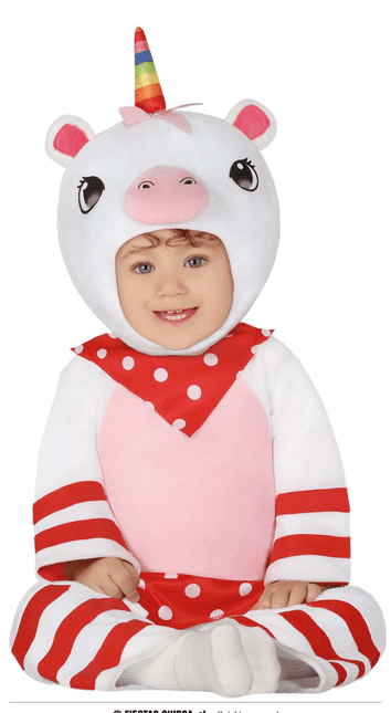Unicorn Kostuum Baby Rood Wit van Fiestas Guirca koop je bij Partywinkel