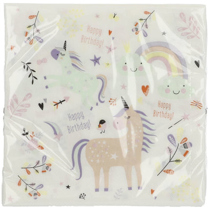 Unicorn Servetten Regenboog 33cm 20st van Folat koop je bij Partywinkel