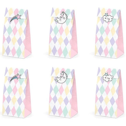 Unicorn Uitdeelzakjes Papier 18cm 6st van Partydeco koop je bij Partywinkel