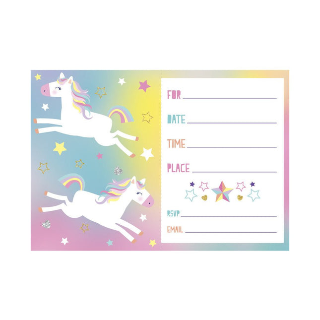 Unicorn Uitnodigingen 8st van Unique koop je bij Partywinkel