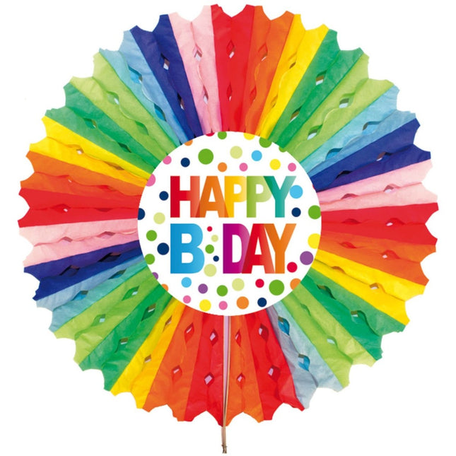 Verjaardag Waaier Happy Birthday Stippen 30cm van Folat koop je bij Partywinkel