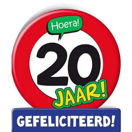 Verjaardagskaart 20 Jaar Verkeersbord 16,5cm van Paper Dreams koop je bij Partywinkel