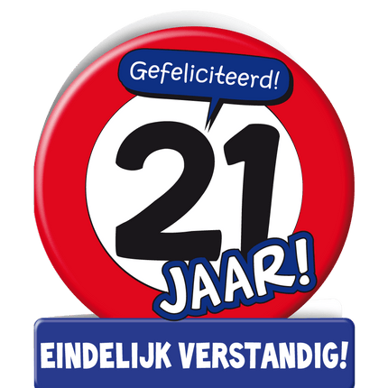 Verjaardagskaart 21 Jaar Verkeersbord 16,5cm van Paper Dreams koop je bij Partywinkel