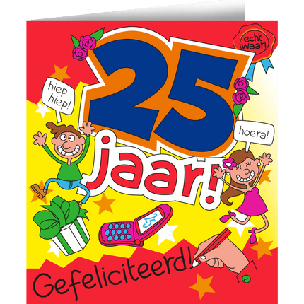 Verjaardagskaart 25 Jaar Cartoon 16,5cm van Paper Dreams koop je bij Partywinkel