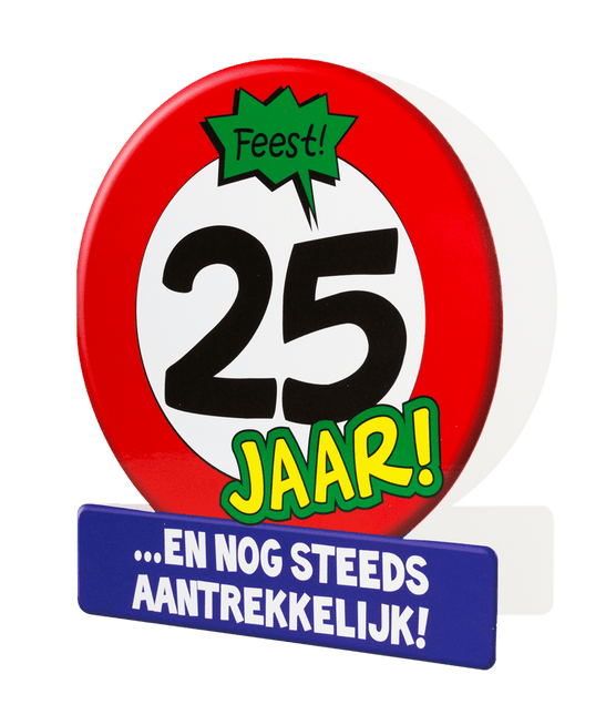 Verjaardagskaart 25 Jaar Verkeersbord 16,5cm van Paper Dreams koop je bij Partywinkel
