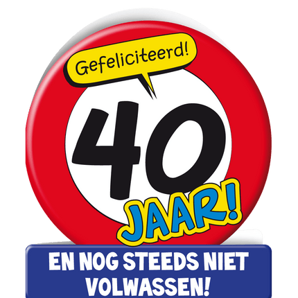 Verjaardagskaart 40 Jaar Verkeersbord 16,5cm van Paper Dreams koop je bij Partywinkel