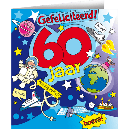 Verjaardagskaart 60 Jaar Cartoon 16,5cm van Paper Dreams koop je bij Partywinkel