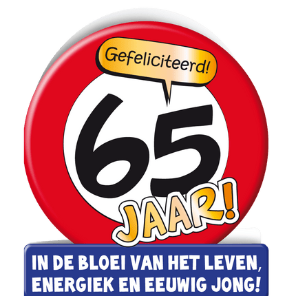 Verjaardagskaart 65 Jaar Verkeersbord 16,5cm van Paper Dreams koop je bij Partywinkel