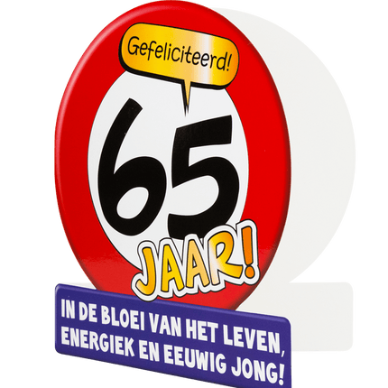 Verjaardagskaart 65 Jaar Verkeersbord 16,5cm van Paper Dreams koop je bij Partywinkel