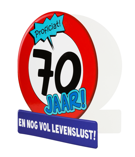 Verjaardagskaart 70 Jaar Verkeersbord 16,5cm van Paper Dreams koop je bij Partywinkel