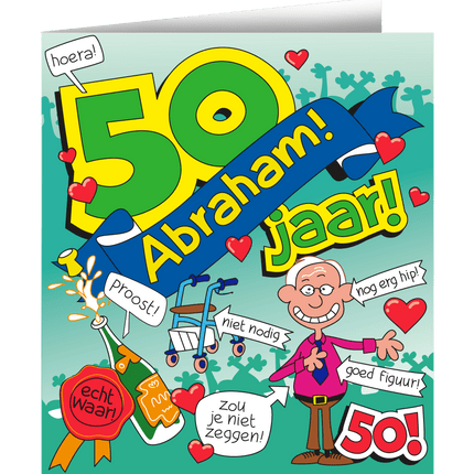 Verjaardagskaart Abraham Cartoon 16,5cm van Paper Dreams koop je bij Partywinkel