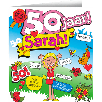 Verjaardagskaart Sarah Cartoon 16,5cm van Paper Dreams koop je bij Partywinkel