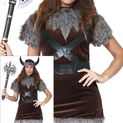 Viking Kostuum Bruin Grijs Dames van Fiestas Guirca koop je bij Partywinkel