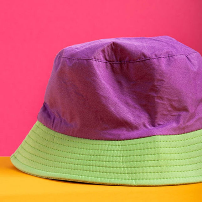 Vissershoed Colorblock Paars/Groen van Folat koop je bij Partywinkel