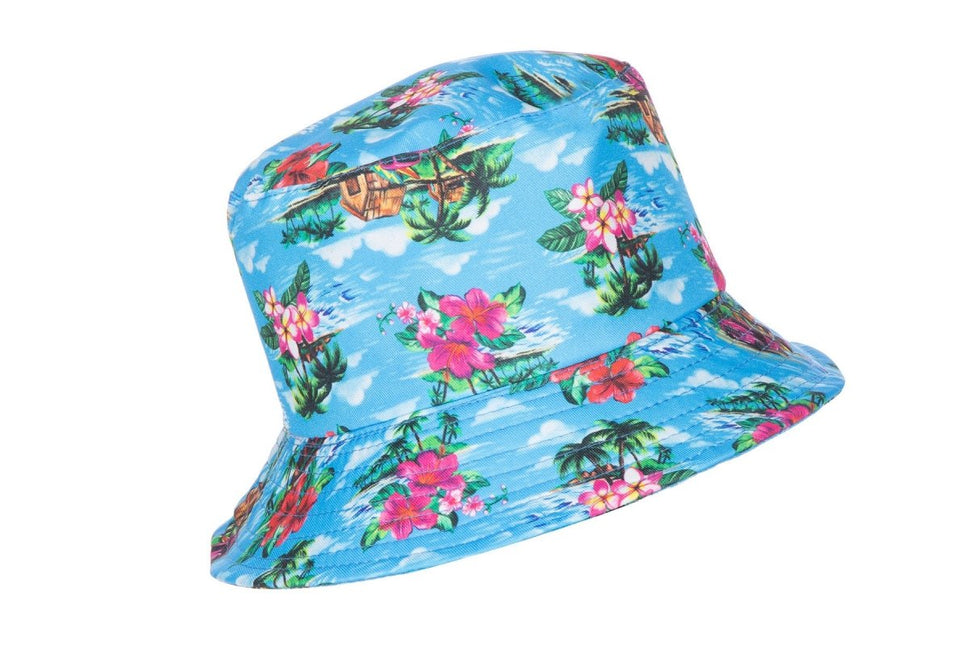 Hawaii Bucket Hat Blauw van Wilbers & Wilbers koop je bij Partywinkel
