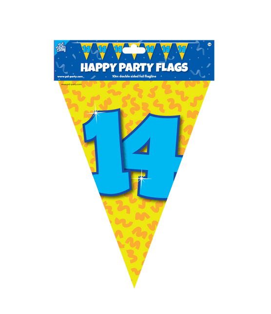Vlaggenlijn 14 Jaar Gekleurd 10m van Paper Dreams koop je bij Partywinkel