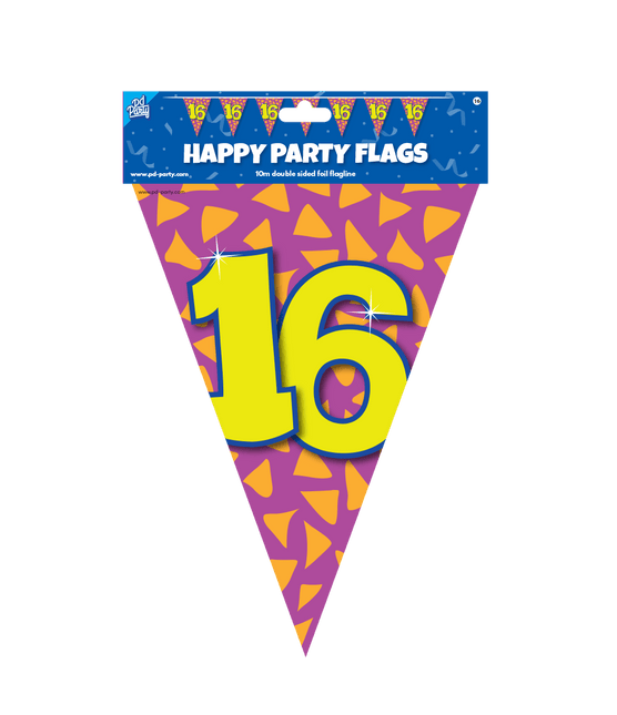 Vlaggenlijn 16 Jaar Gekleurd 10m van Paper Dreams koop je bij Partywinkel
