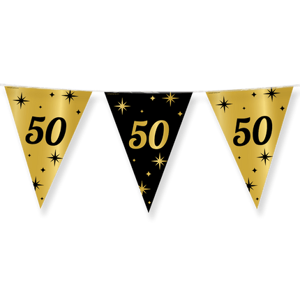 Vlaggenlijn 50 Jaar Goud Zwart 10m van Paper Dreams koop je bij Partywinkel