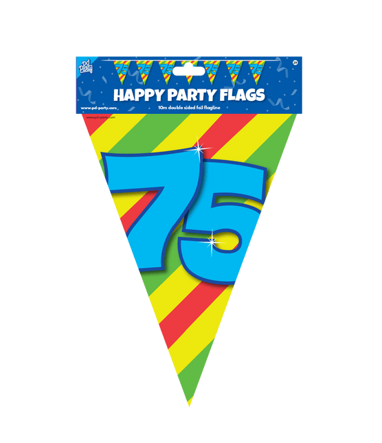 Vlaggenlijn 75 Jaar Gekleurd 10m van Paper Dreams koop je bij Partywinkel