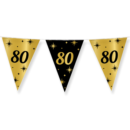 Vlaggenlijn 80 Jaar Goud Zwart 10m van Paper Dreams koop je bij Partywinkel