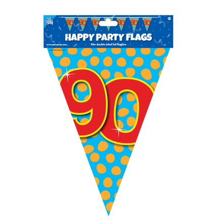 Vlaggenlijn 90 Jaar Gekleurd 10m van Paper Dreams koop je bij Partywinkel