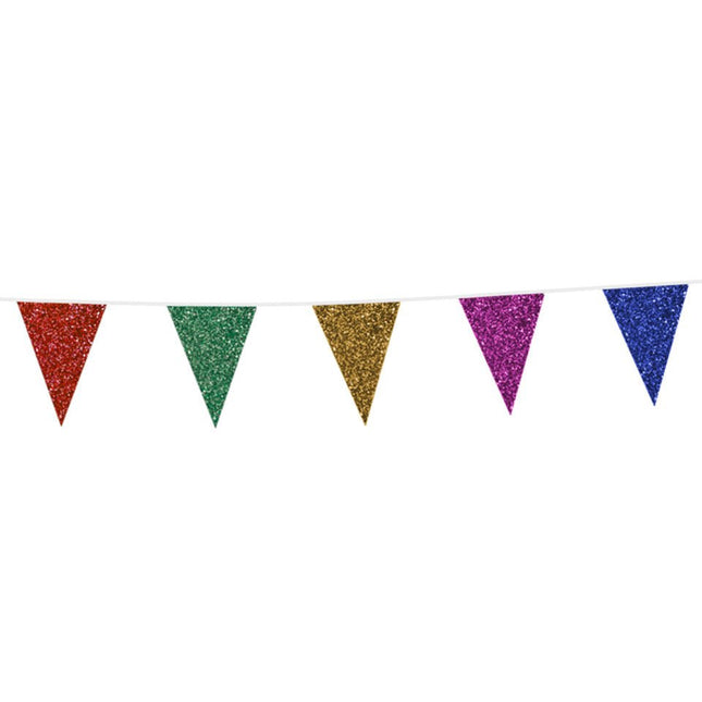 Vlaggenlijn Glitter Gekleurd 6m van WeFiesta koop je bij Partywinkel
