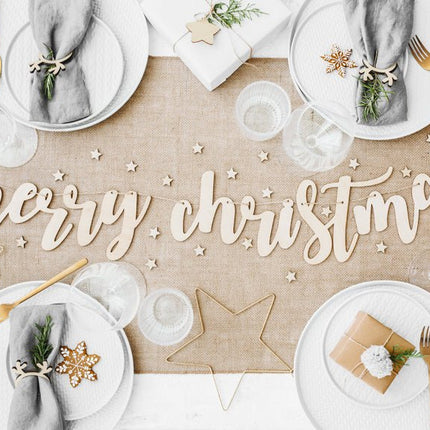 Vlaggenlijn Merry Christmas Hout 87cm van Partydeco koop je bij Partywinkel