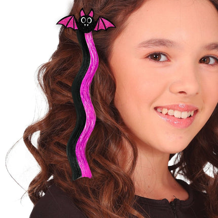 Vleermuis Hair Extension Zwart Paars 40cm van Fiestas Guirca koop je bij Partywinkel