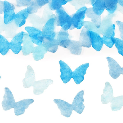 Vlinder Confetti Kanon Blauw 20cm van Partydeco koop je bij Partywinkel