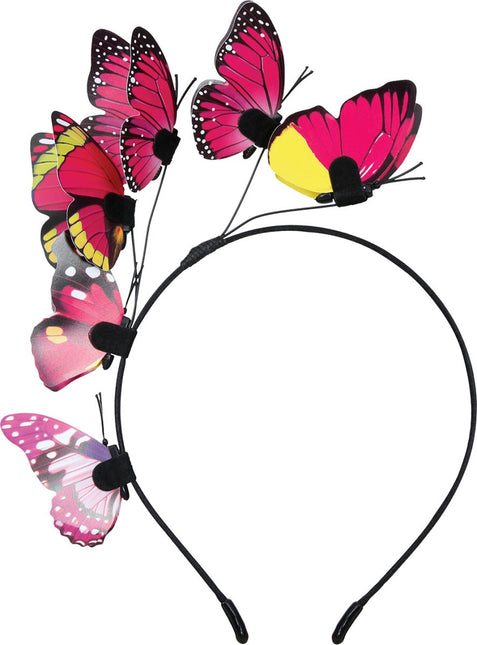 Vlinder Haarband Zwart Roze van Fiestas Guirca koop je bij Partywinkel