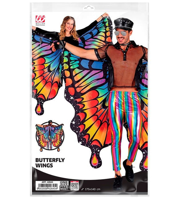 Vlinder vleugels regenboog 175x140cm van Widmann koop je bij Partywinkel