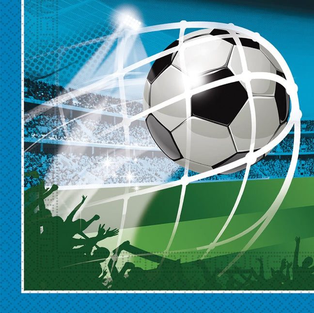 Voetbal Servetten Blauw 33cm 20st van Procos koop je bij Partywinkel