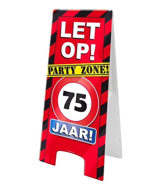 Warning Sign 75 Jaar 62,5cm van Paper Dreams koop je bij Partywinkel