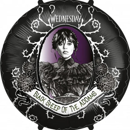 Wednesday Helium Ballon Zwart Paars Gothic Leeg 45cm van VDV Benefit koop je bij Partywinkel