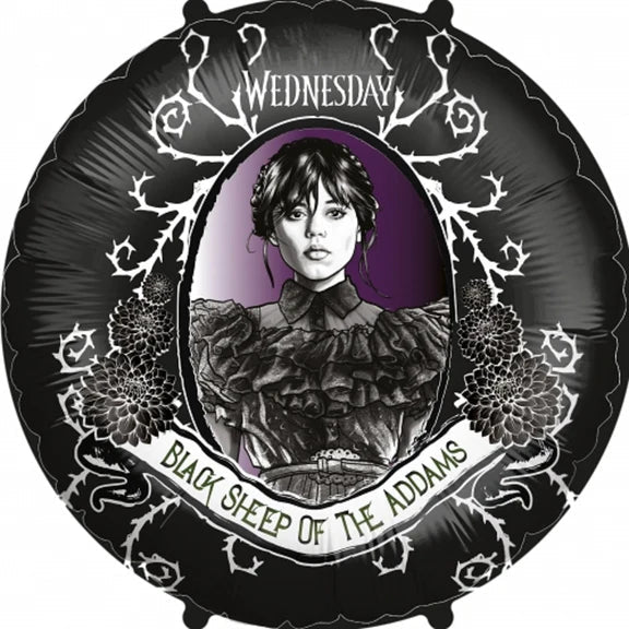 Wednesday Helium Ballon Zwart Paars Gothic Leeg 45cm van VDV Benefit koop je bij Partywinkel