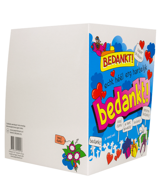 Wenskaart Bedankt 16,5cm van Paper Dreams koop je bij Partywinkel