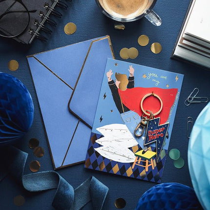 Wenskaart Super Hero Sleutelhanger 16cm van Partydeco koop je bij Partywinkel