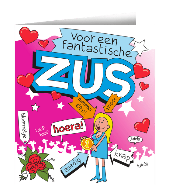Wenskaart Zus 16,5cm van Paper Dreams koop je bij Partywinkel