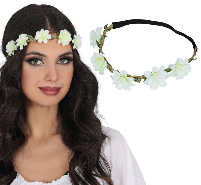 White flower crown van Fiestas Guirca koop je bij Partywinkel