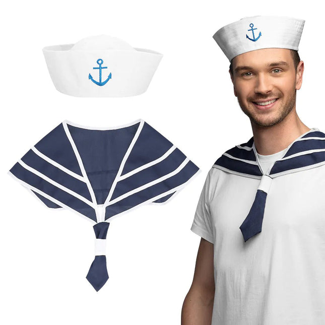 Wit Blauwe Accessoireset Marine 2 delig van Boland koop je bij Partywinkel