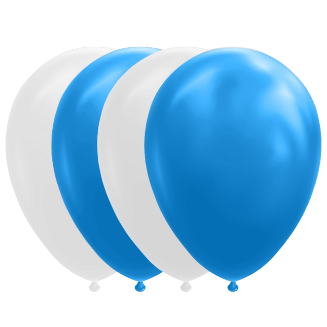 Wit Blauwe Ballonnen 30cm 10st van WeFiesta koop je bij Partywinkel